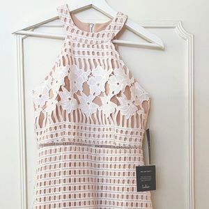 Lulus Luxe Love White and Nude Lace Dress